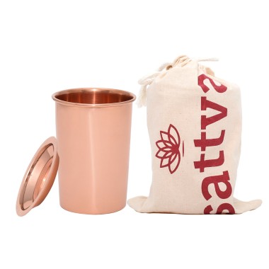 SATTVA COPPER PLAIN GLASS W/LID 350 ML